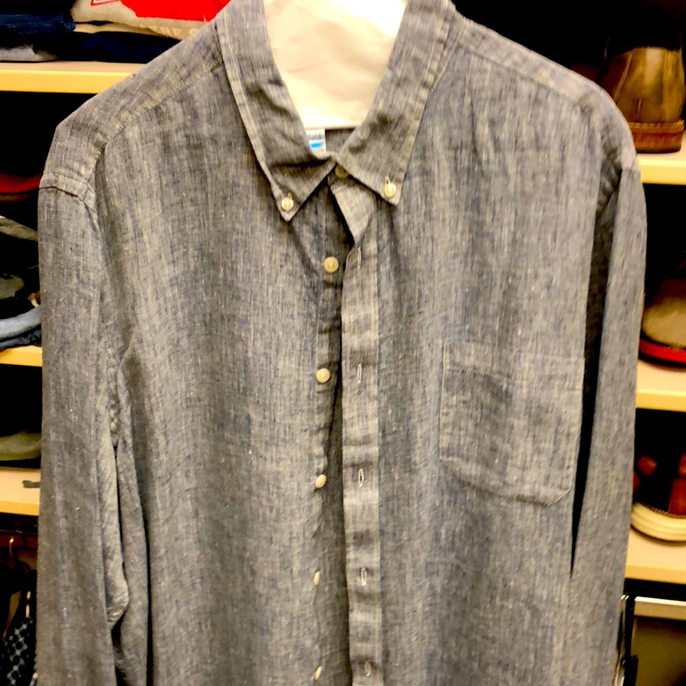 Men's long sleeve linen button down